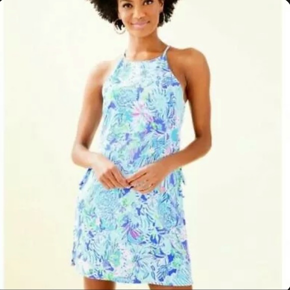 Lilly Pulitzer Dresses & Skirts - Lilly Romper Dress Blue Lion Spaghetti Racer Back